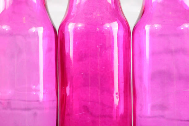 Pink Glass Bottles Close-Up