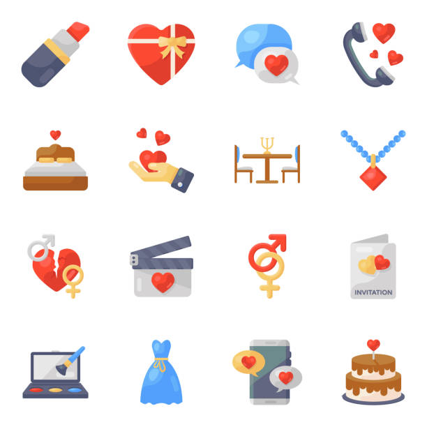 Wedding Accessories and Love Support Flat Icons Here is a pack of love and wedding flat icons for your design project. You can make your project more handy and impressive with editable quality icons. broken lipstick stock illustrations