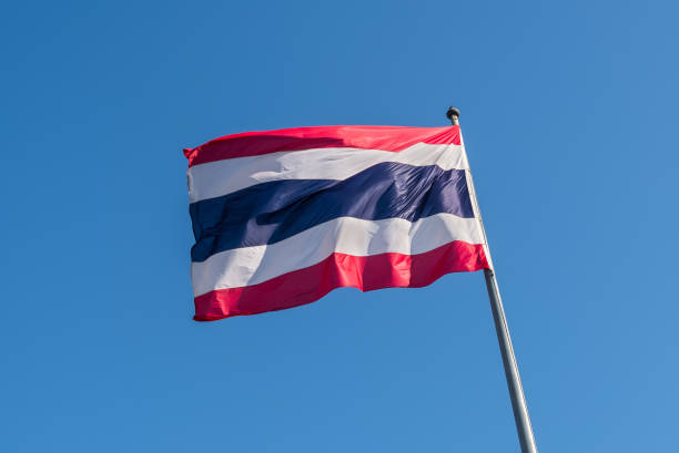 istock Thailand flag with blue sky as background 1285100872
