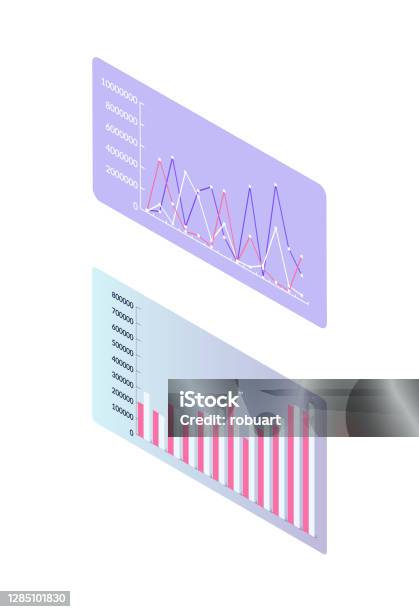 Numeric Data Graph Statistic And Infographics On Screen Numeric Data Stock Illustration ...
