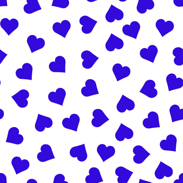 istock Seamless pattern of blue hearts on white background. Valentine's day wrapping paper concept 1285112162