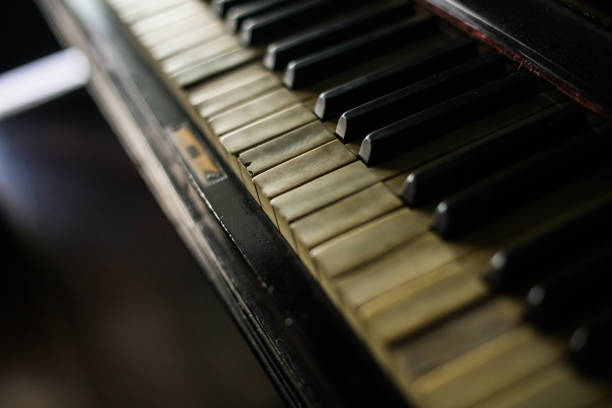 istock Old piano keyboard, with shallow depth of field 1285113949