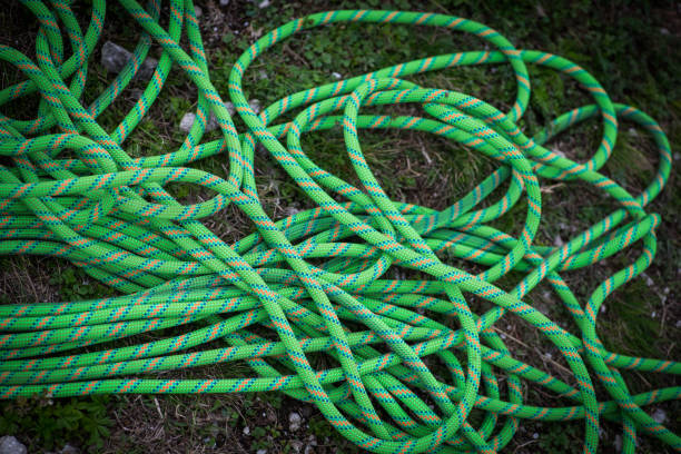 istock Pile of green rock climbing rope 1285113974