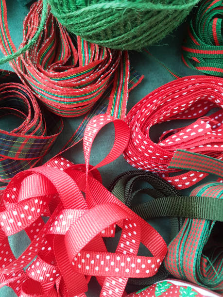 istock Ribbons for Christmas decoration on a white background. 1285115641