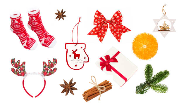 istock Christmas accessories collage isolated on white background 1285116464