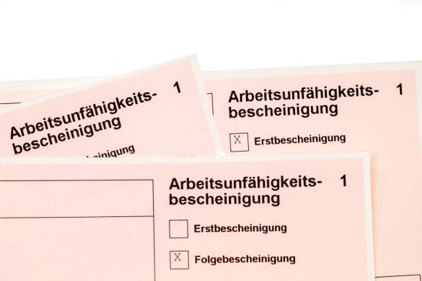 istock German Certificate of Incapacity for Work - sick note, Certificate for sickness. Medical certificate form documents 1285116618