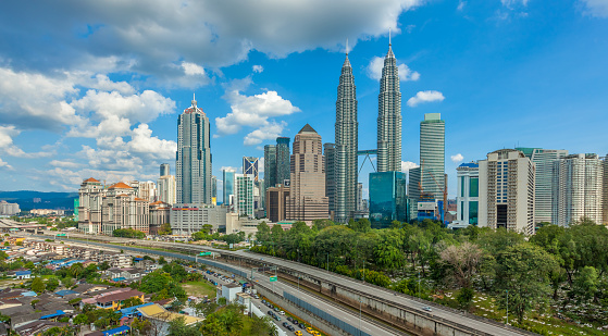 Horizontal shot of Kuala Lumpur skyline in the morning. Kuala Lumpur is the capital city and business center of Malaysia.