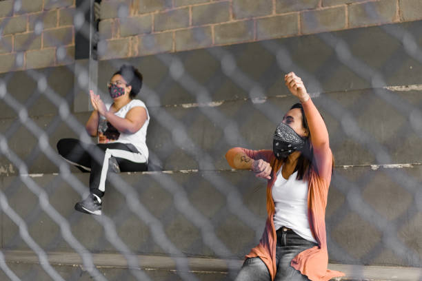 Supporters wearing protective mask in the stands