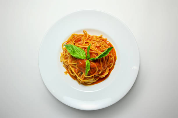istock Spaghetti with tomato food basil 1285124479