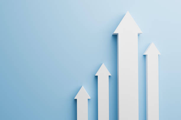 istock White arrow up to growth success, 3d render, progress way and forward achievement creative concept. 1285125934