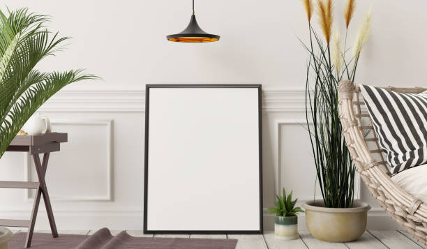 istock White wall with chair in living room. 3d render 1285125967