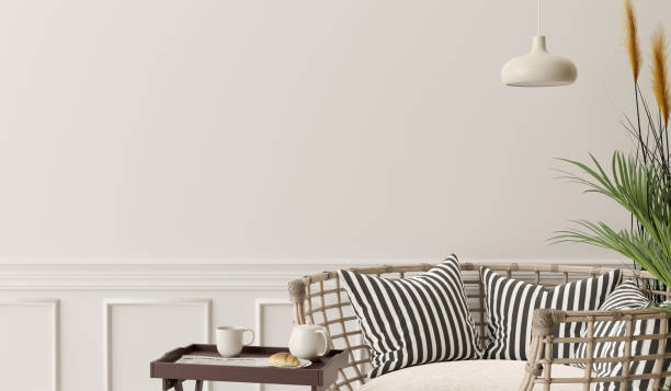 istock White wall with chair in living room. 3d render 1285125969