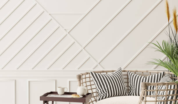 istock White wall with chair in living room. 3d render 1285125970