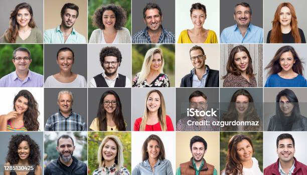 Headshotporträts Von Verschiedenen Lächelnden Echten Menschen Stockfoto und mehr Bilder von Menschen