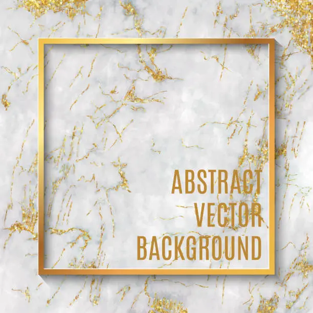 Vector illustration of White Marble Texture with Gold Veins Vector Background, useful to create surface effect for your design products such as background of greeting cards, architectural and decorative patterns. Trendy template inspiration for your design.