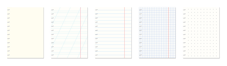 Line Patterns For Notes Different Lined Note Paper Vector Templates Set Stock Illustration ...