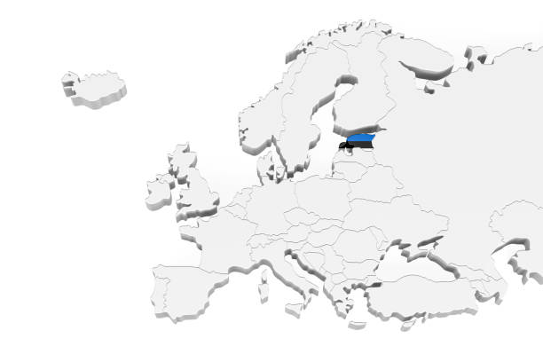 istock 3D Europe map - Estonia flag 1285133709