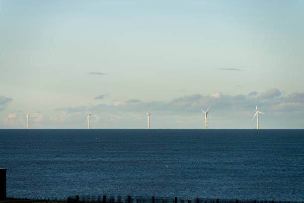 North Sea wind turbine farm off the coast of Whitley Bay.