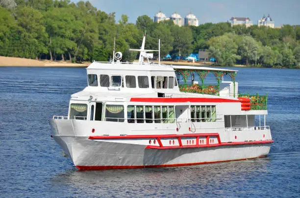 Tourist boat on the Dnieper river, Kiev, Ukraine