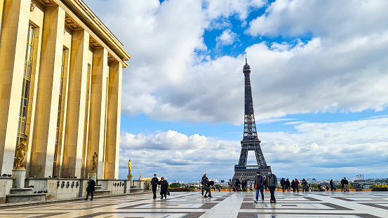 In September 2020, tourists were walking on the Esplanade du Trocadero in Paris.