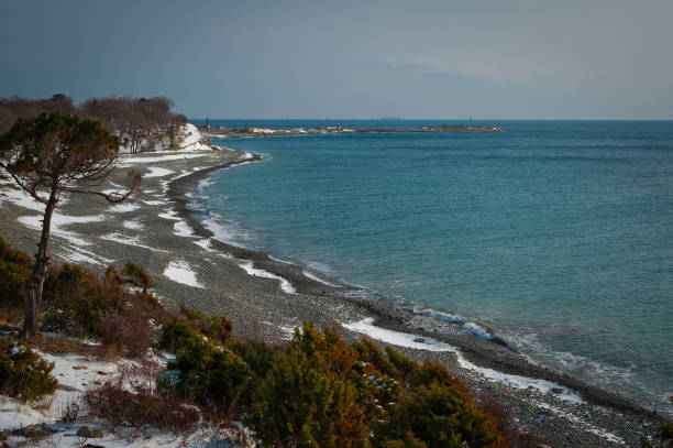 Utrish, winter landscape. View on the Black sea