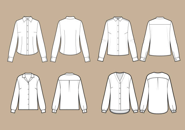 블라우스 세트, 다른 모델 세트. 벡터 일러스트레이션 - blouse stock illustrations