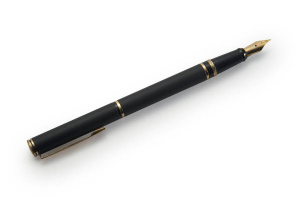 istock Studio shot of a Black fountain pen isolated on white with drop shadow 1285145896