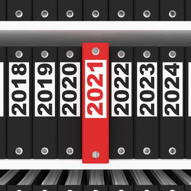 istock New Year 2021 Sign ,Office Folders  on the shelves 1285150799