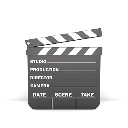 3D Empty clapperboard, white background