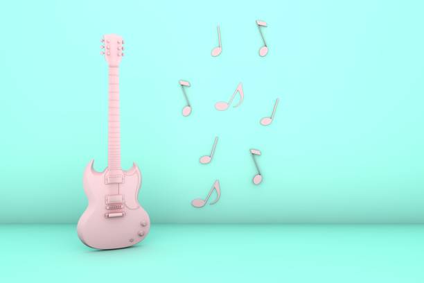 istock 3D Pink guitar and sheet music 1285151298