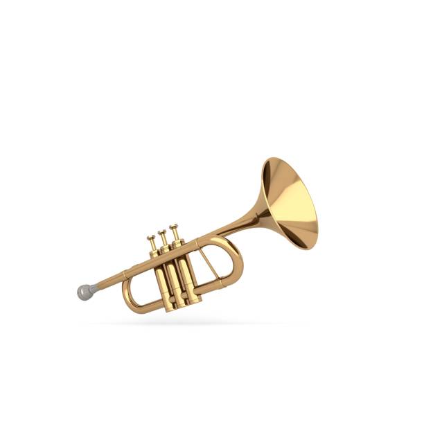 złota trąbka na białym tle - trumpet musical instrument brass band classical music zdjęcia i obrazy z banku zdjęć