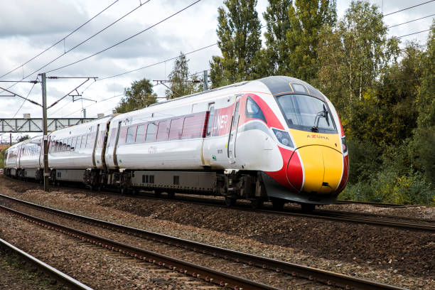 Hitachi Class 800 IC125 High Speed passenger train UK Doncaster, UK - October 15, 2020. A Hitachi Azuma Class 800 diesel electric passenger train on the east Coast Main Line intercity train photos stock pictures, royalty-free photos & images