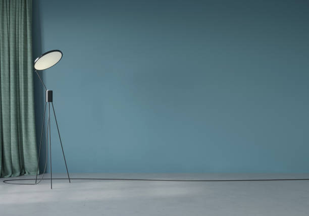 istock Interior with a stylish floor lamp and curtains 1285153165