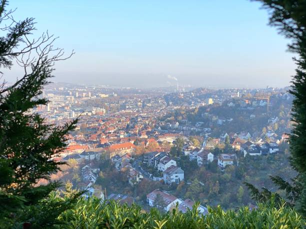 View of Stuttgart in the morning, seen from Degerloch