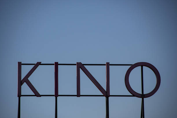 The German letters from the word Kino on a blue background