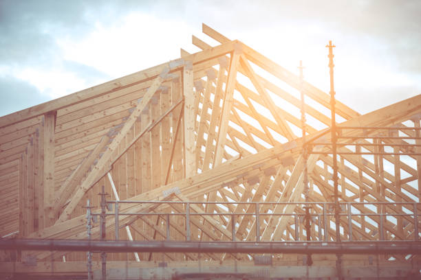 Construction of residential homes stock photo