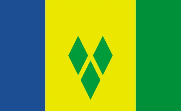 Vector illustration of Saint Vincent and the Grenadines national flag in exact proportions - Vector