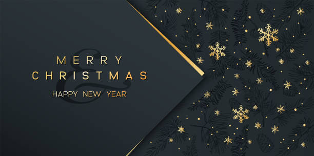 istock Vector illustration of Christmas Background with golden snowflakes and geometric decorative elements. 1285165246