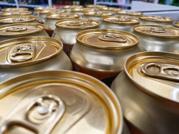 istock Rows of colorful metal cans with beer 1285167807