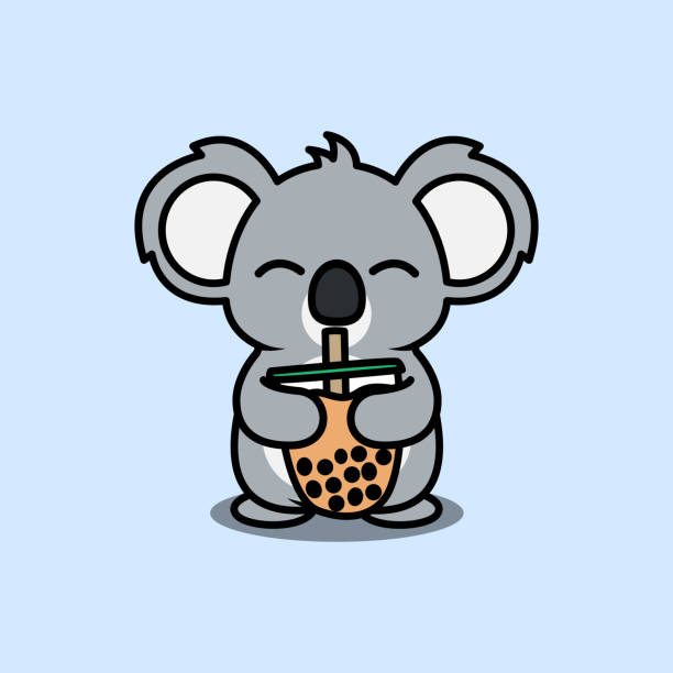 Cute Koala Loves Bubble Tea Cartoon Vector Illustration Stock Illustration  - Download Image Now - iStock
