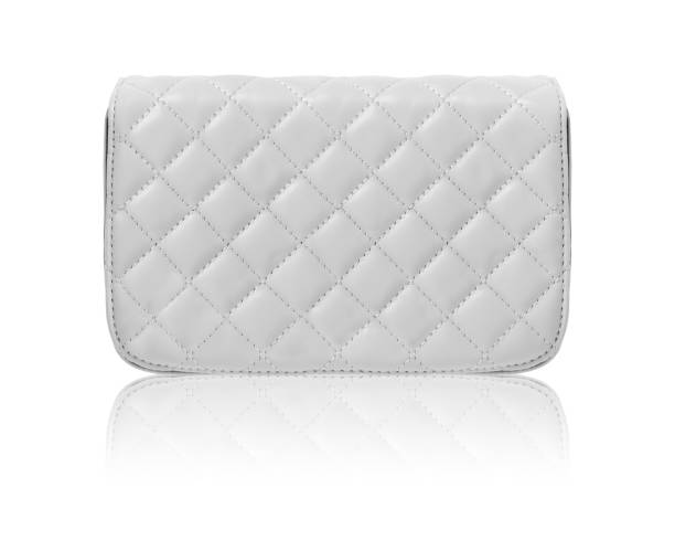 istock Gray grid handbag clutch with reflection isolated on white background 1285175447
