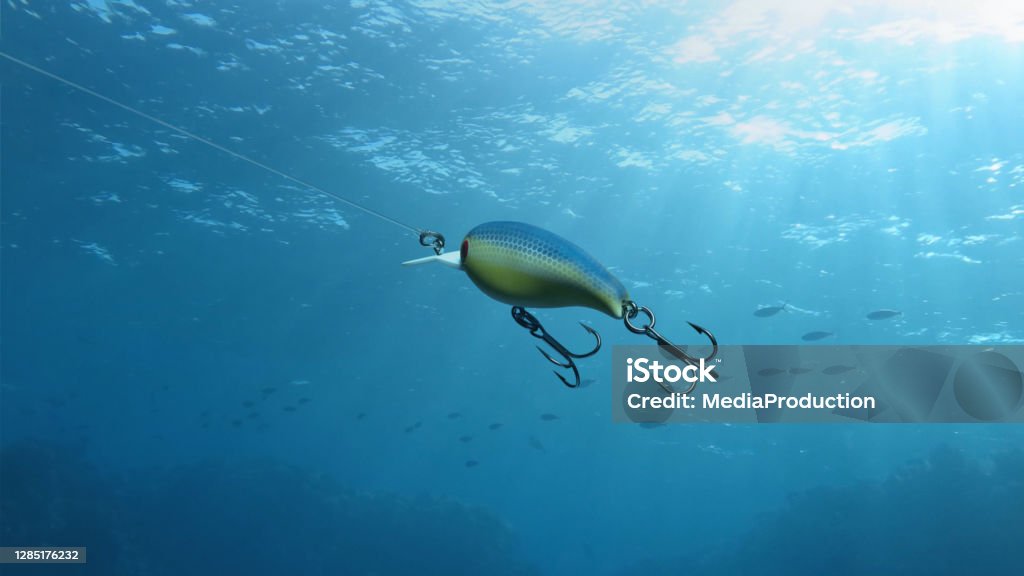 Fishing Lure In The Sea Stock Photo - Download Image Now - Fishing Hook,  Underwater, Fishing Bait - iStock
