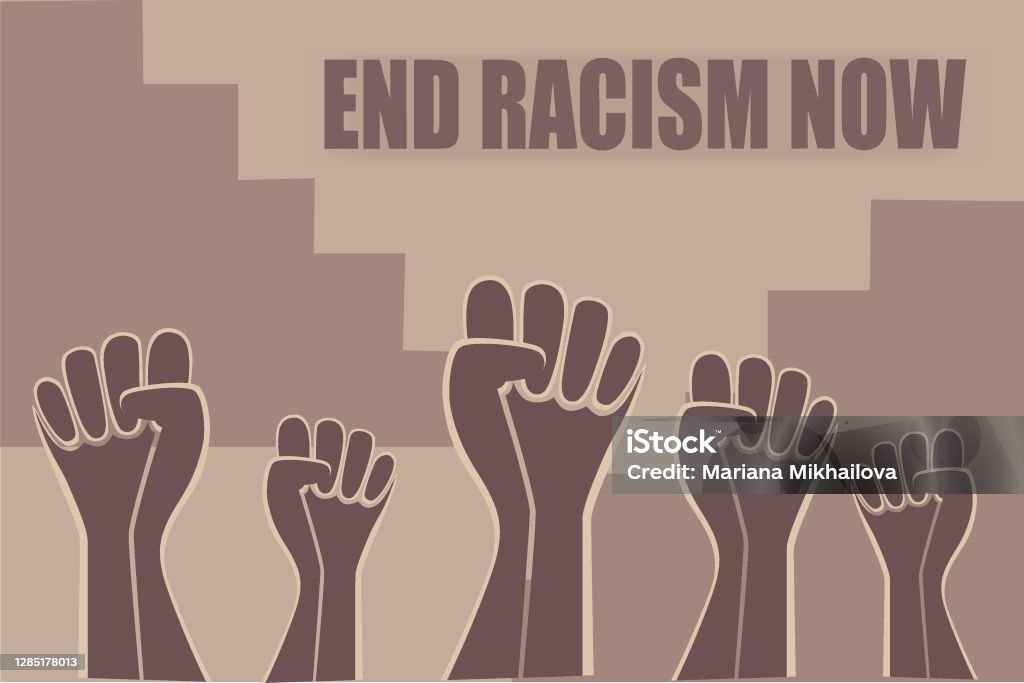 End Racist Drawing End Racism Now Vector Illustration Poster African Americans Stop Racism ...