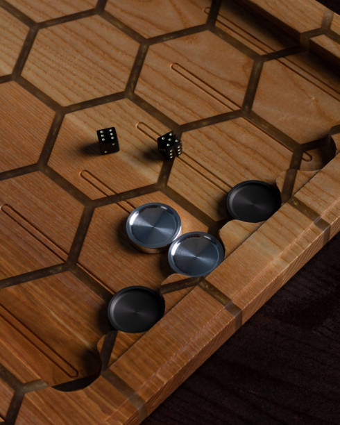 istock Color detail of a Backgammon game with two dice close up. 1285182103