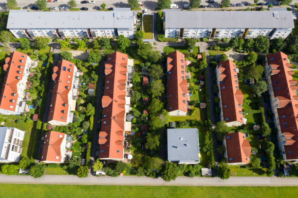 istock Apartment blocks, aerial view 1285189965
