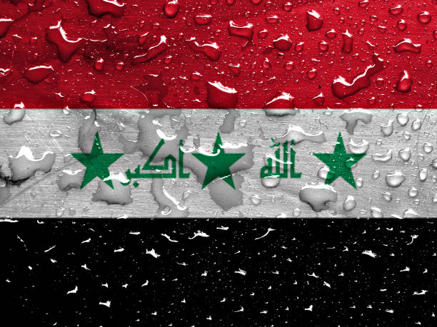 flag of Iraq with rain drops