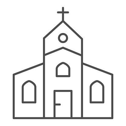 istock Church thin line icon, Christmas concept, religious temple sign on white background, house of god icon in outline style for mobile concept and web design. Vector graphics. 1285200634