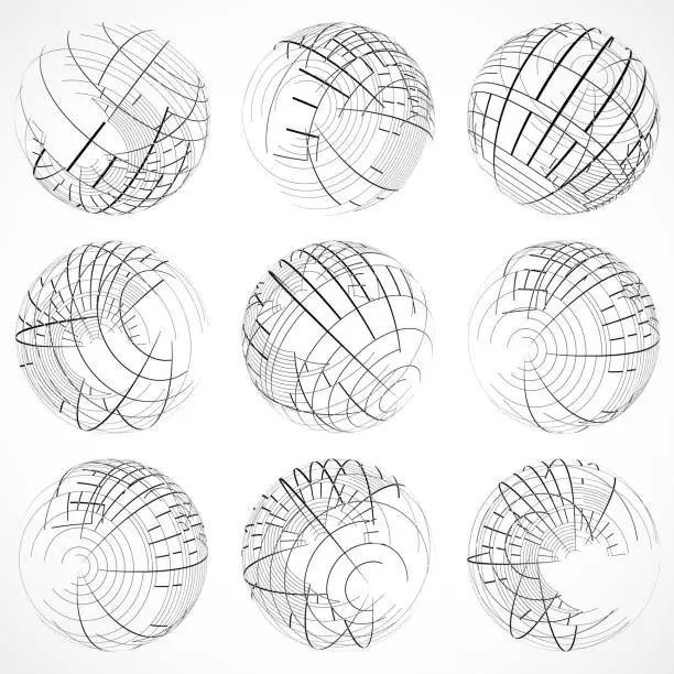 Vector illustration of Line style sphere pattern icon collection for design