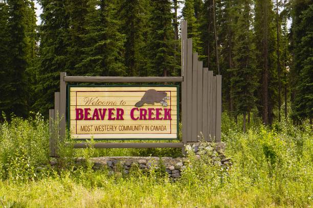 The welcome sign at Beaver Creek, Yukon, the most westerly community in Canada.