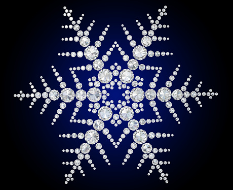 3D luxury diamond snowflake. Clipping path included.